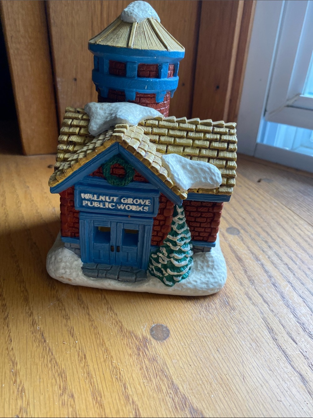 Walnut Grove Public Works Blue & Red Holiday Village Building